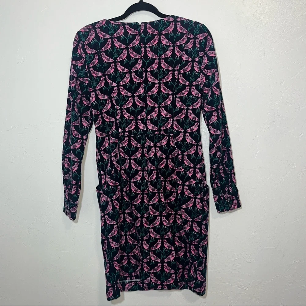 Boden Pink Lovebird Print Corduroy Sheath Dress Size 6 Small - Picture 11 of 15